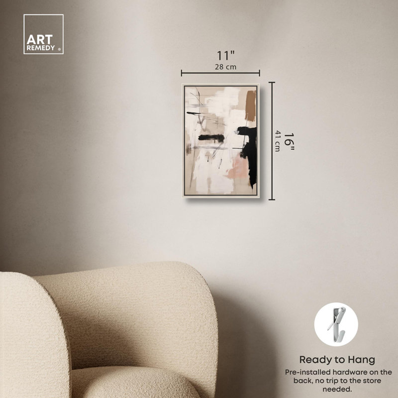 Strings of Love Canvas Muted Abstract Wall Art by Art Remedy, 55" H x 37" W, Silver Framed
