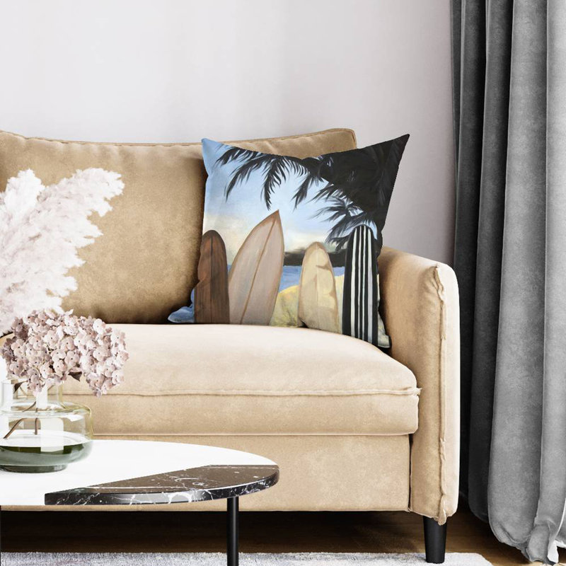 Surfboards - 20"x20" Throw pillow cover - Poly twill - Print on demand, Pillow Cover Only - No Insert