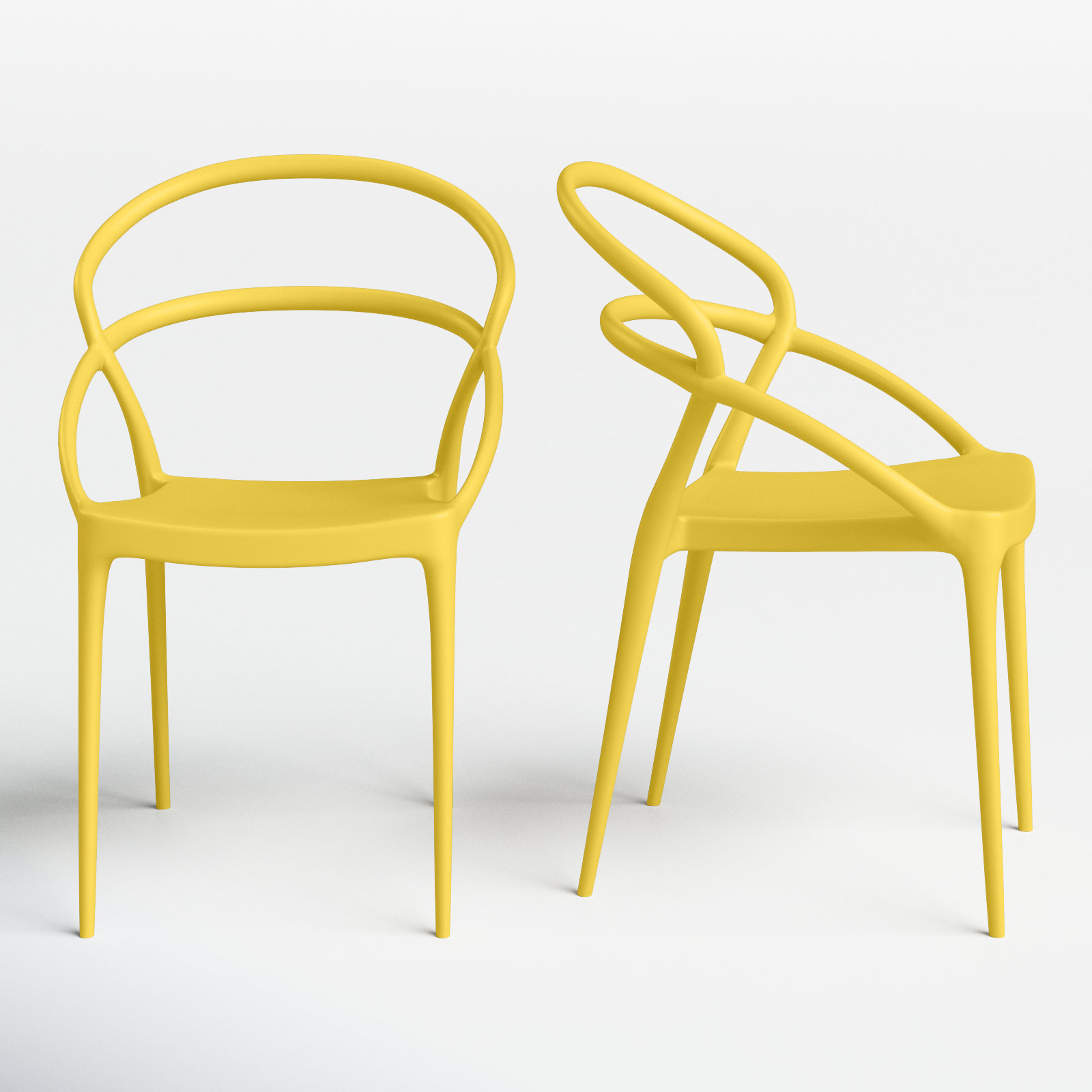 Grover Stacking Patio Dining Armchair, Yellow
