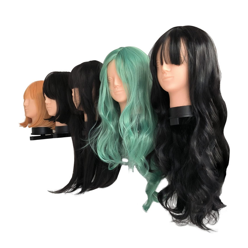 Pieds de perruque pour perruques multiples - support de perruque, support de perruque suspendu pour le style, organisateur de rangement de perruque en métal pour tête de mannequin (5 têtes)