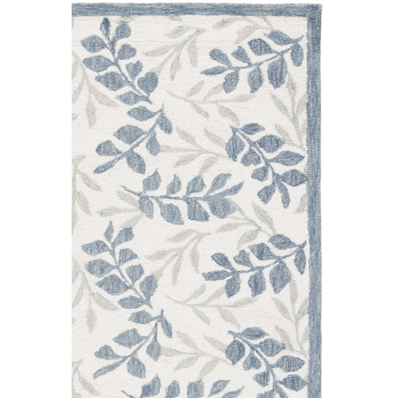 Martha Stewart 300 Hand Tufted Wool/Cotton Floral Rug in Ivory/Grey/Ivory/Gray, Rectangle 8' x 10'