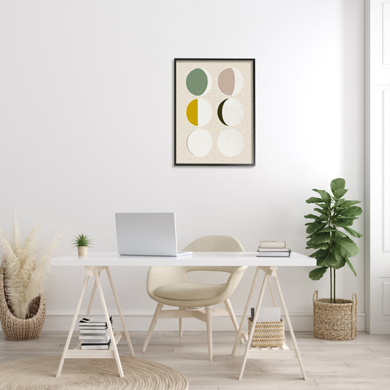 «Boho Contemporary Moon Phases On Wood» par Ziwei Li, impression, Giclée encadrée noir minuit, H 24 po x l 30 po