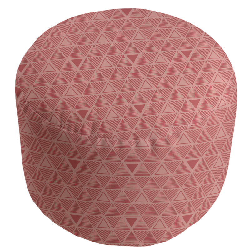 Upholstered Pouf, Light Red