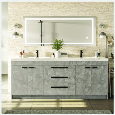 Kiskimere 75" Wall-Mounted  Double Bathroom Vanity Set