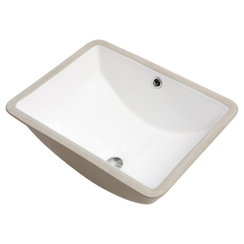 Lavabo de salle de bain rectangulaire encastré moderne en céramique blanc avec trop-plein 18,5 po x 14 po, élégant pour la maison et pour utilisation sous le comptoir 18,5 po x 14 po, style élégant, teint en différentes zones