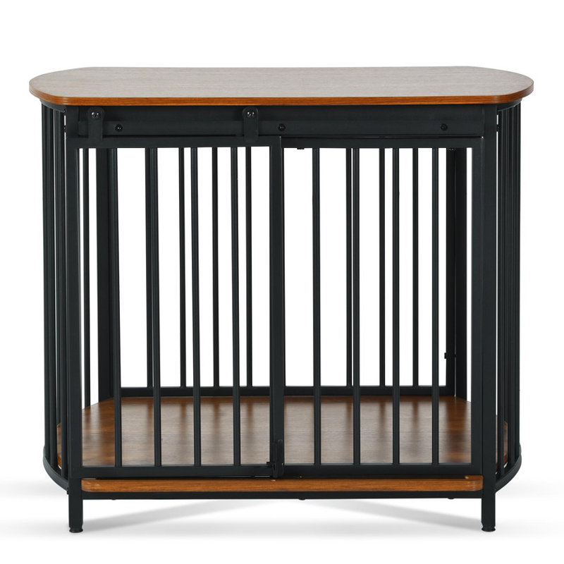 Mobilier de caisse moderne pour petits et moyens chiens | Table de bout avec portes doubles | Fabrication en pin robuste | Chenil d'intérieur et décoration intérieure | Assemblage facile