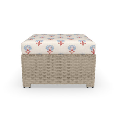 Henri Outdoor All-Weather Wicker Ottoman with Sunbrella Cushion