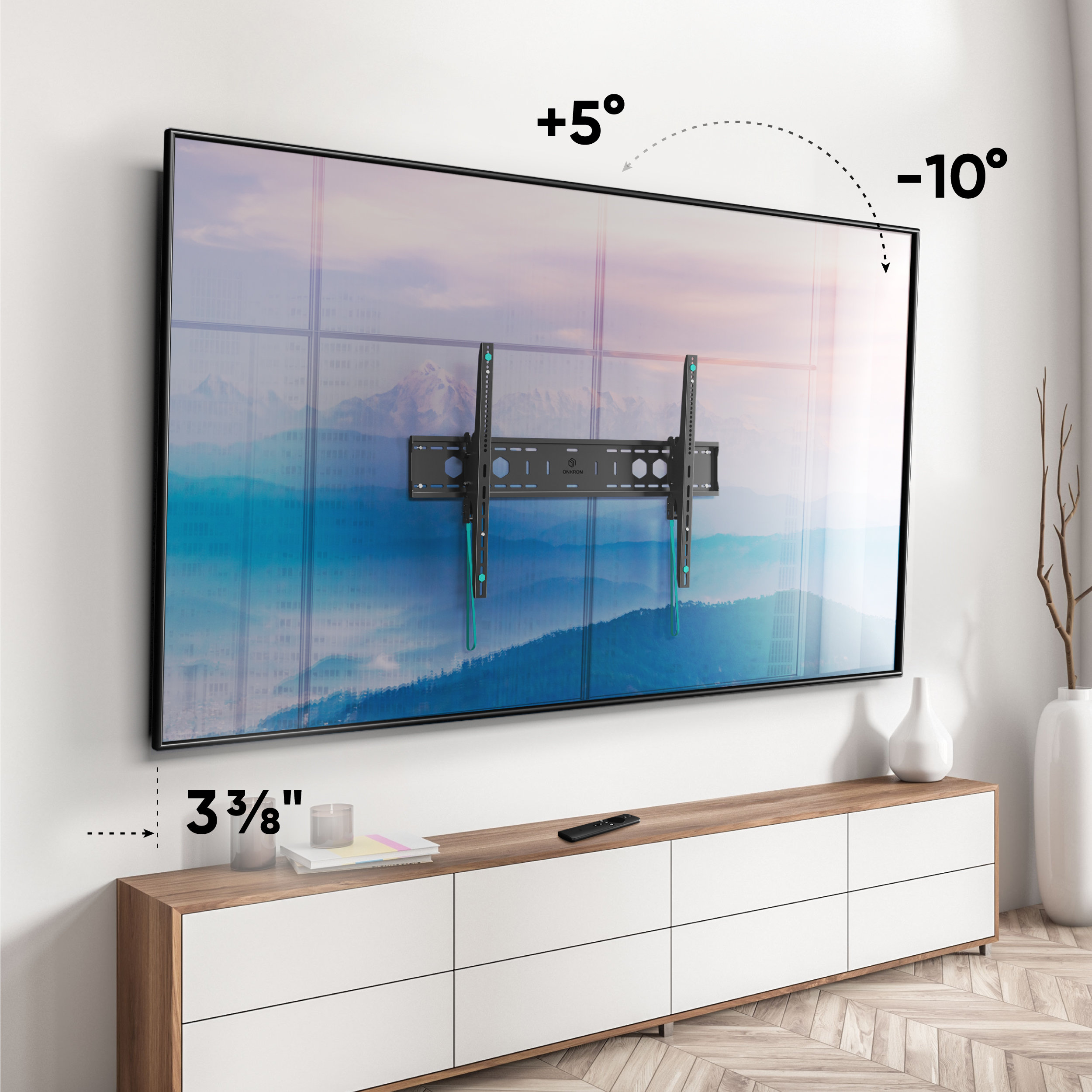 ONKRON Tilt TV Wall Mount for 60-110 Inch TVs up to 265 lbs, Tilting TV  Mount Max 900x600mm VESA Wall Mount TV