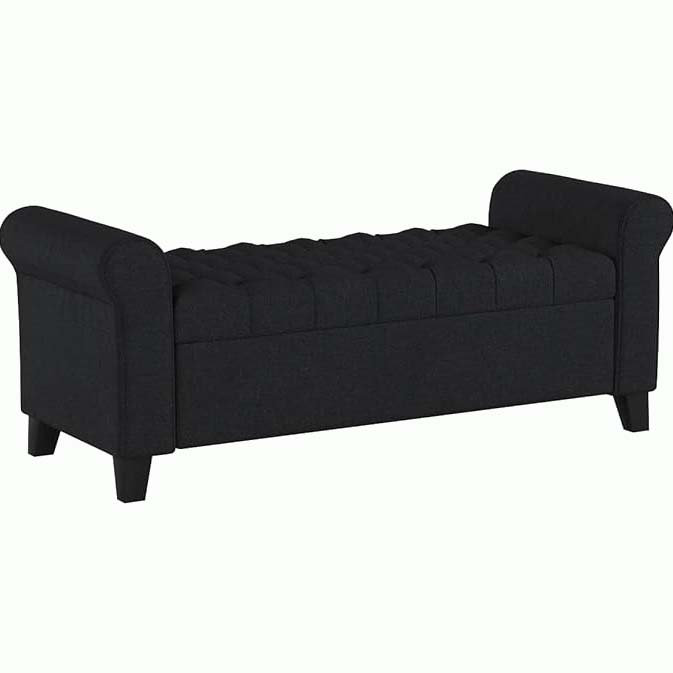 Flared Arm Storage Bench, Dark Gray