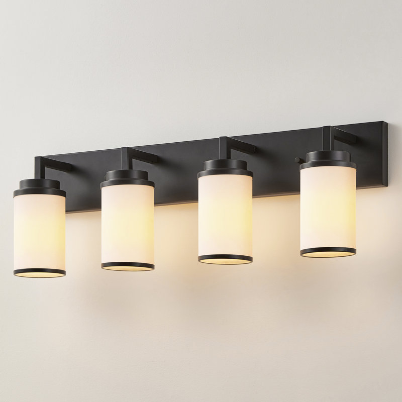 Éclairage de meuble-lavabo transitionnel à intensité variable, Noir mat, 4 lumières
