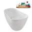 59" Streamline Soaking Acrylic Freestanding Bathtub, Bamboo Tray, Drain-103682485