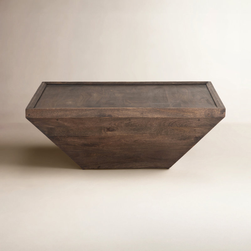 Kenja Solid Wood Top Single Coffee Table, Aged Brown