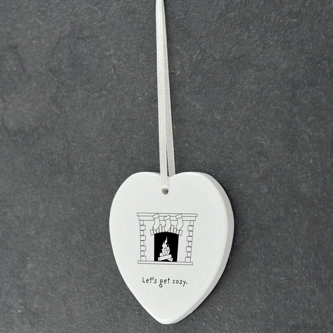 Lets Get Cosy Heart Shaped Ceramic Ornament