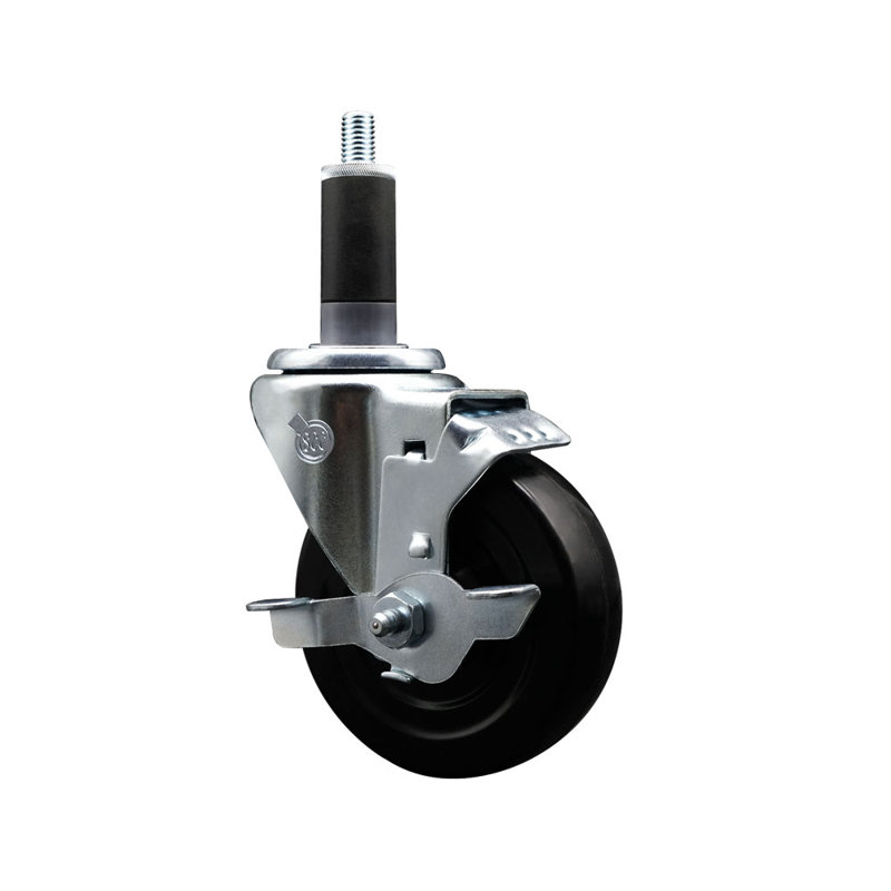 Roulettes pivotantes extensibles en caoutchouc dur de 4 pouces 1-1 / 8 pouces avec frein SCC
