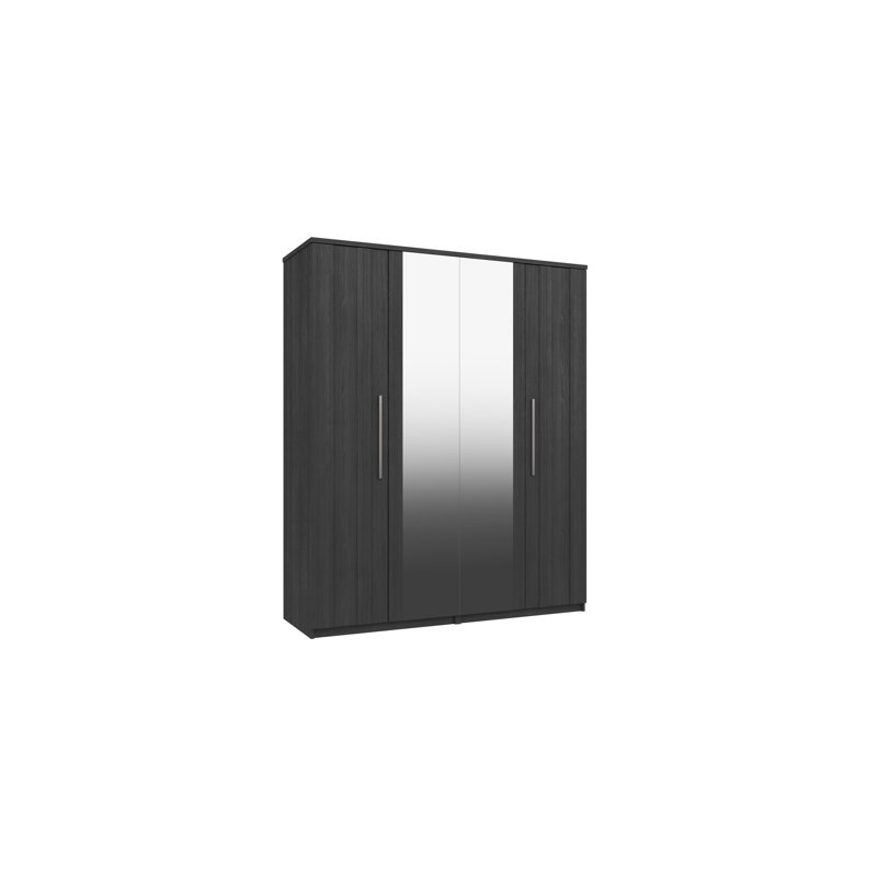 Mcginley 4 Door Manufactured Wood Wardrobe, Graphite Woodgrain