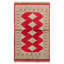 Tapis rouge / brun en laine noué à la main de conception unique 2 pi 11 po x 5 pi Moneka New Age