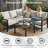 L-Shaped Brown Metal Patio Conversation Sectional Sofa Set-757022155