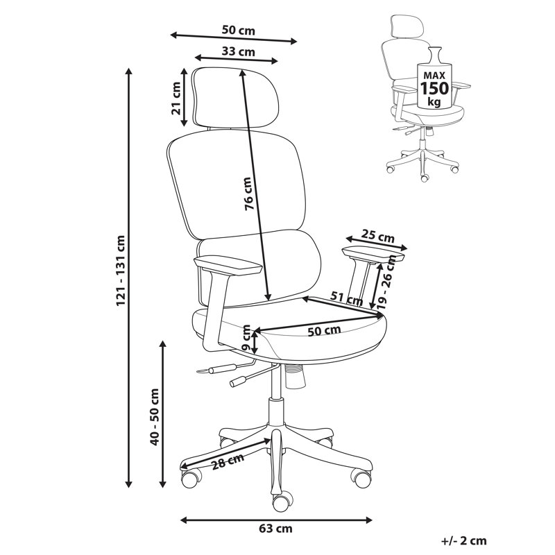 VISCOUNT Polyester Blend Office Chair with Headrest