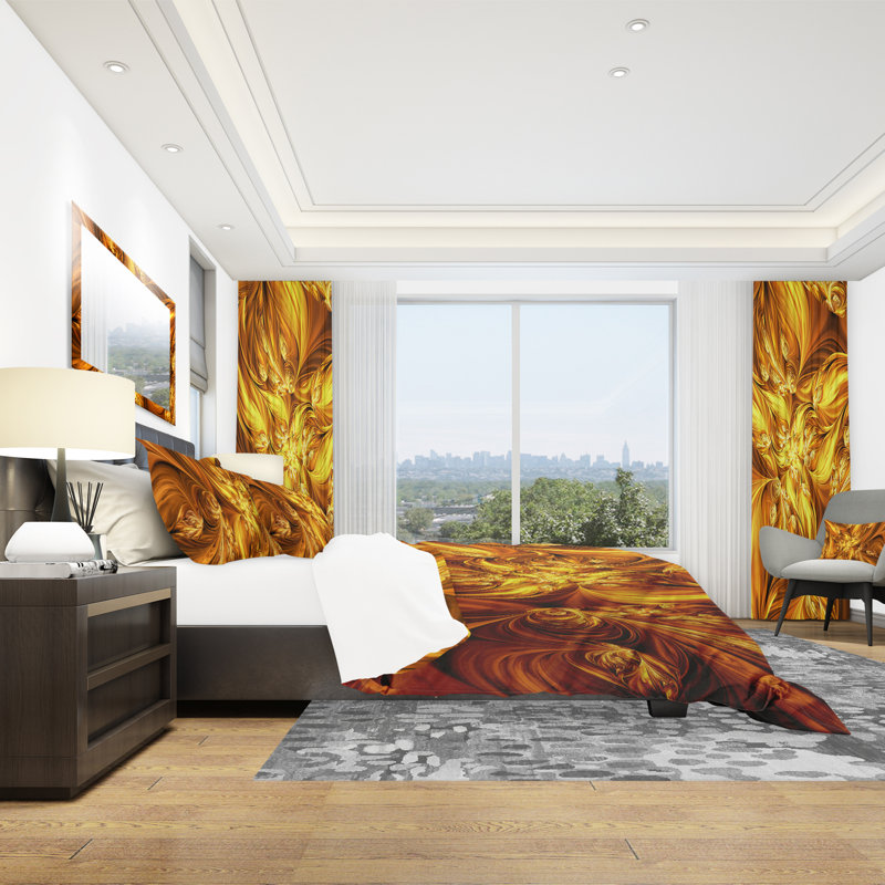 Molten Gold Exchange - Abstract Duvet Cover Set - Microfiber Polyester, Twin Duvet Cover + 1 Sham