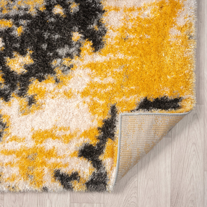 Loryssa Abstract Area Rug in Yellow, Rectangle 2' x 3'