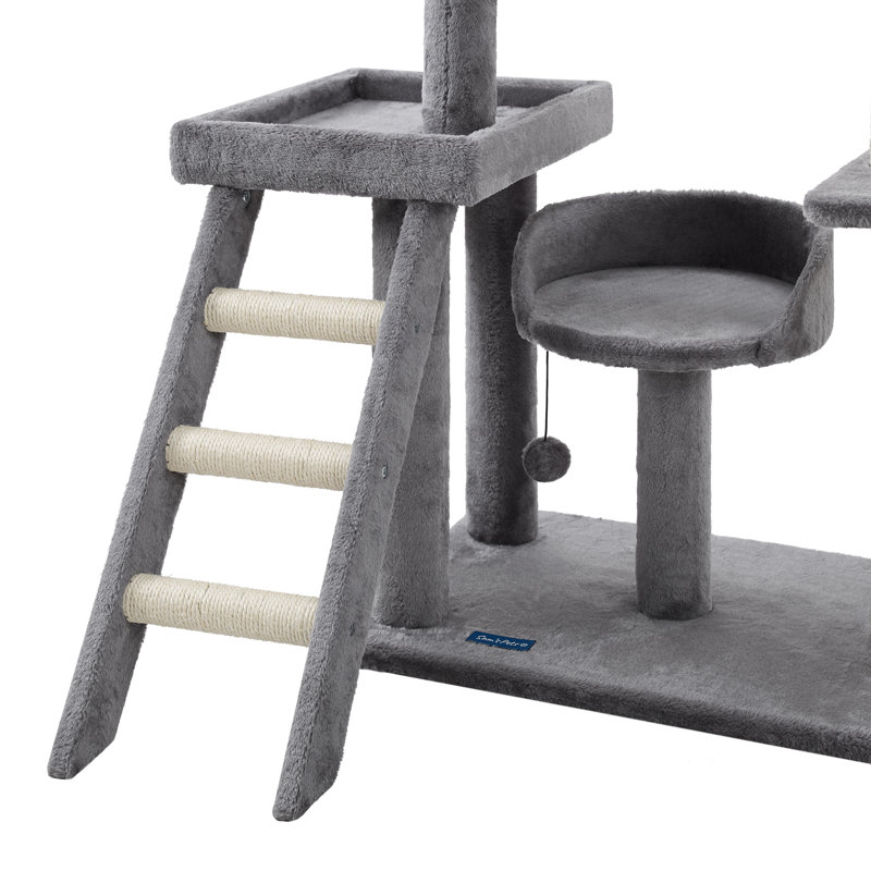 Longshot 53" Gray Multi-Tiered Cat Tree with Toys