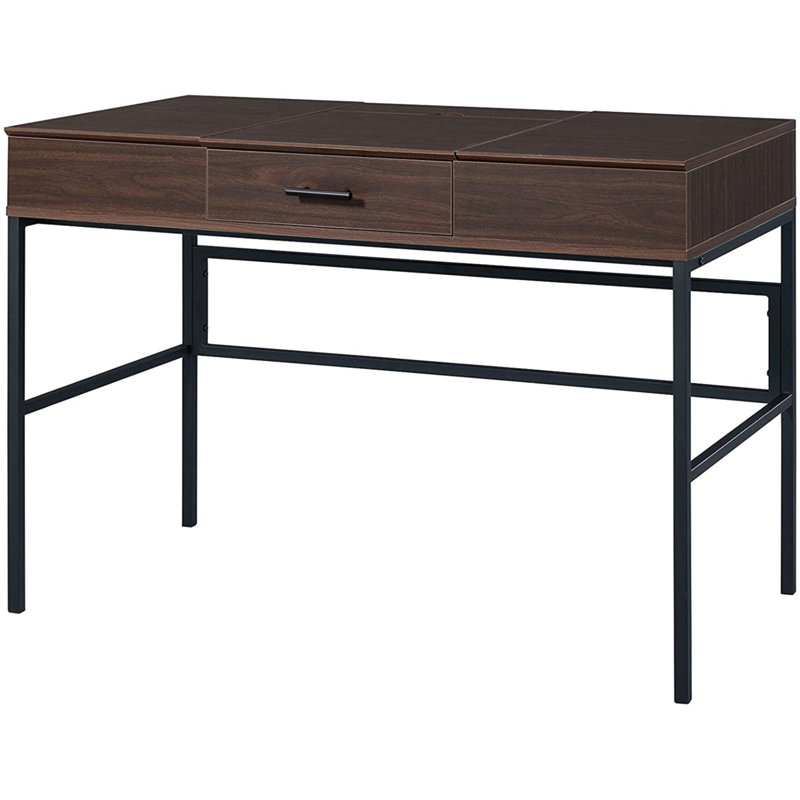 Verster Modern And Functional Writing Desk With Built-In USB Ports And Storage Drawer