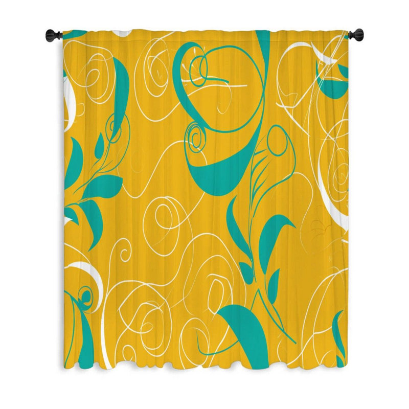 Rideaux à motif floral tourbillonnant, occultant et voilages - 1 panneau, L 53 po x L 99 po