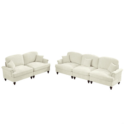2 Piece Modular Couch Living Room Sofa Set, 3 Seater Sofa + 2-Seat Loveseat Sofa Sets