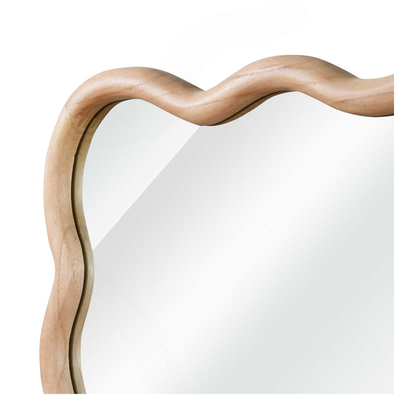 Miroir décoratif rectangulaire en bois massif de 24 po x 36 po couleur bois naturel naturel, pour chambre à coucher, salle de bain, salon, entrée