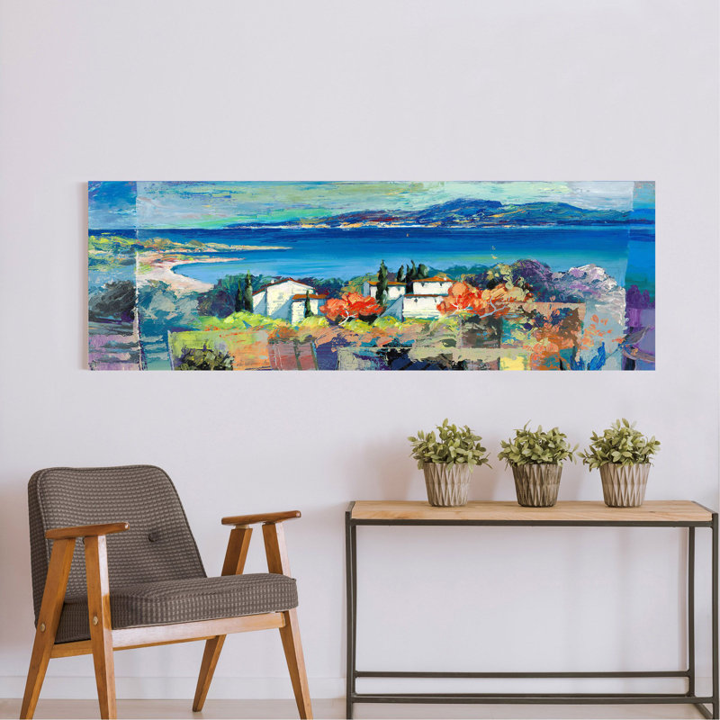Mediterrarean Landscape 1 Piece Wrapped Canvas Painting, 35cm H x 100cm W x 4cm D