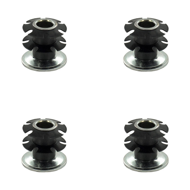 Insert de roulette à filetage étoile double Outwater Industries | Acier traité à la chaleur | Convient aux tubes ronds de 1-1 / 8 po de calibre 16 à 18 | FILETAGE: 5 / 16-18 | Paquet de 4