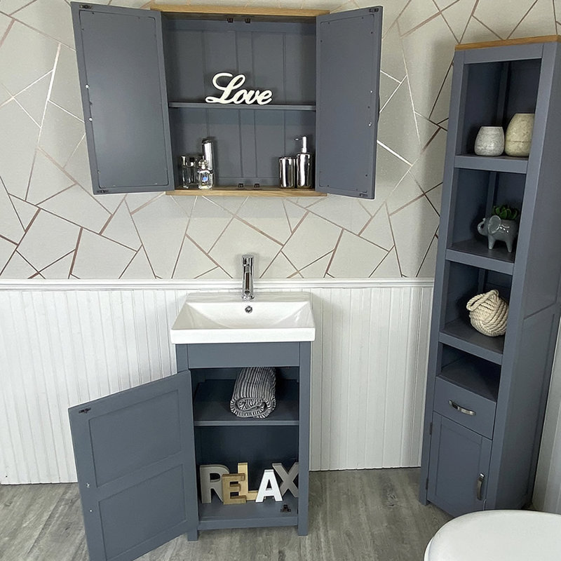 Marte 520mm Single Bathroom Vanity with Integrated Ceramic Basin, Grey