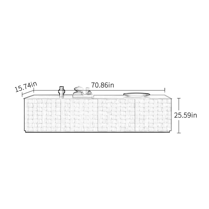 Meuble télé au design rétro et unique, H 25,59 po x L 70,86 po x l 15,74 po