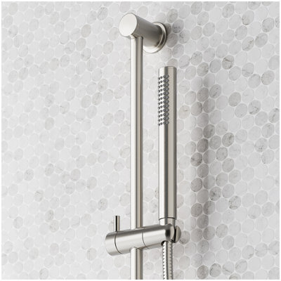Vassor Thermostatic Shower System With Slide Bar and Hand Shower - Brushed Nickel