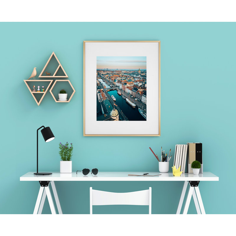 Metal Picture Frame with Mat, Gold