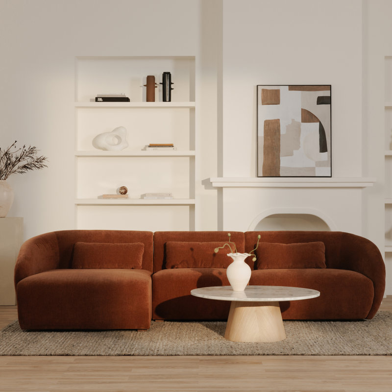 Anson Upholstered Left Arm Chaise, Chestnut Brown