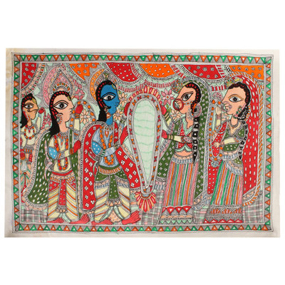 Jaimala Of Siya - Rama | Madhubani Painting | Natural Colors On Handmade Paper