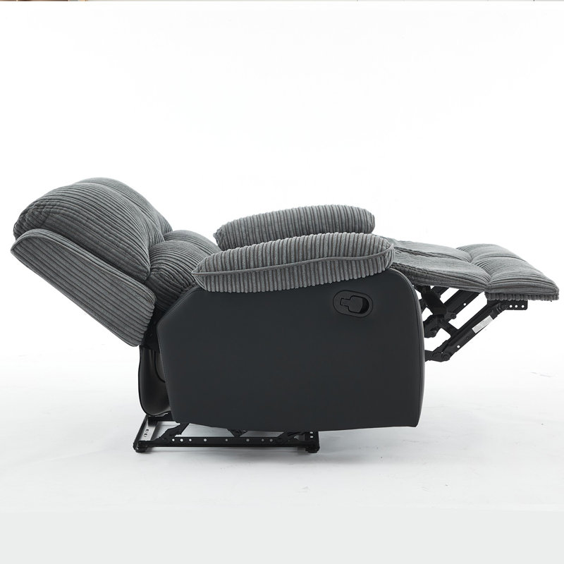 Reclining Sofa Sectional Recliner Plush Corduroy Couches Set Sofa, Manual - Push Button