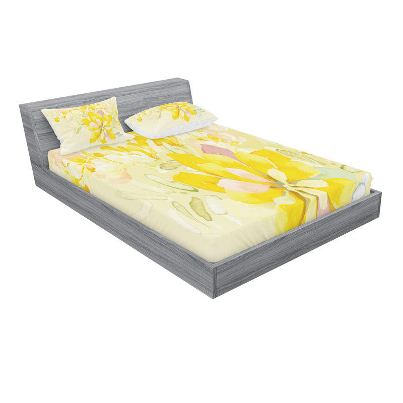 Microfiber Floral Sheet Set, Queen Sheet Set with Fitted Sheet