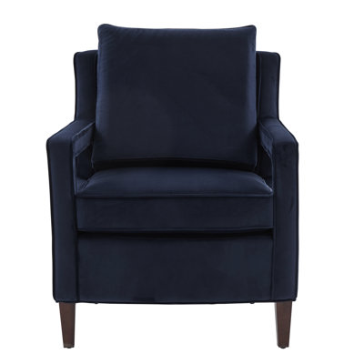 Navy Blue Velvet Arm Chair, Upholstery And Reinforced Structure Accent Engineered Wood Frame For Stability