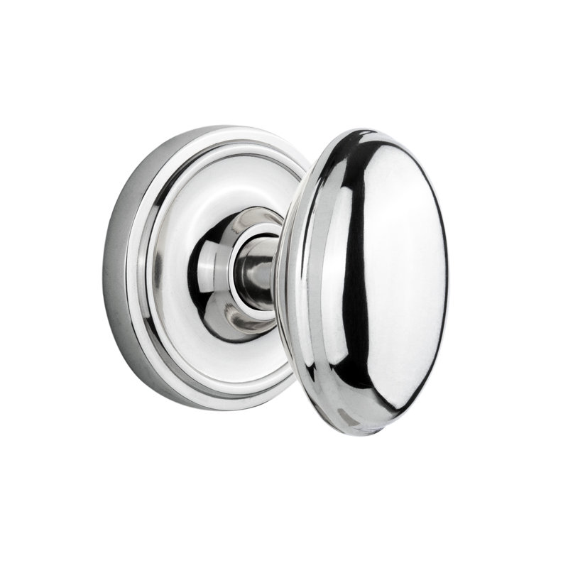 Classic Rosette with Homestead Door Knob, Bright Chrome