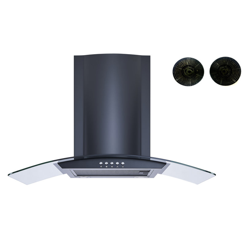 29.3" 284 CFM Convertible Wall Mount Range Hood With Filter Included, Black