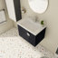 Meuble-lavabo de salle de bain avec lavabo en céramique - Porte murale à fermeture douce de 28 pouces et poignées en métal de style moderne pour petites salles de bain
