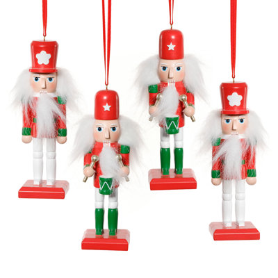 Ornements de Noël Casse-Noisette en verre, 2 modèles assortis, ensemble de 4