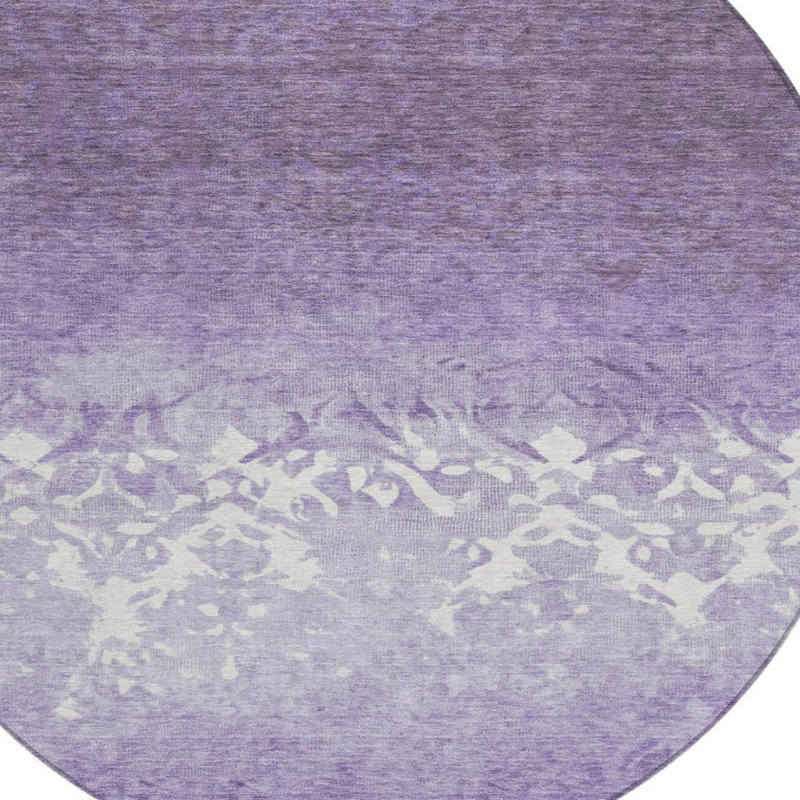 Tapis intérieur lavable rond 8 pi mauve et ivoire