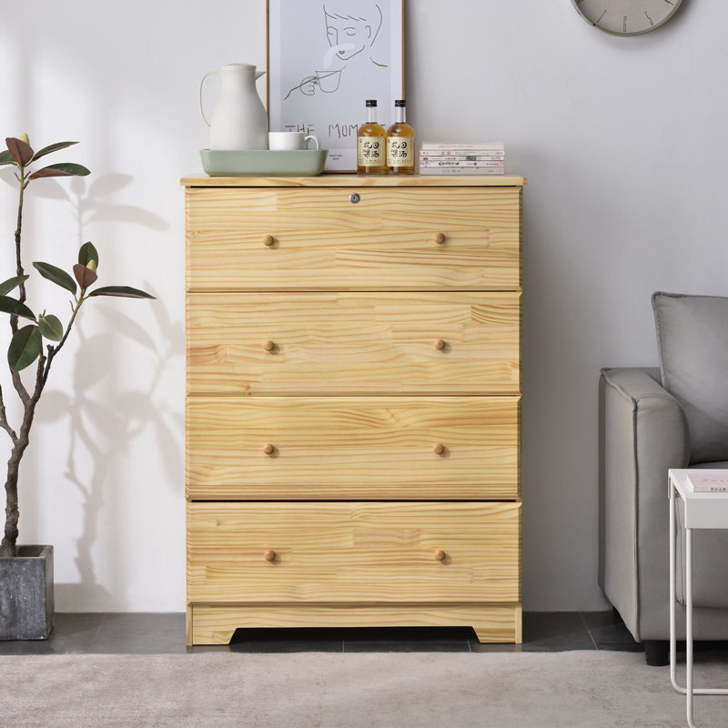 Commode 4 tiroirs Diarte, Naturel