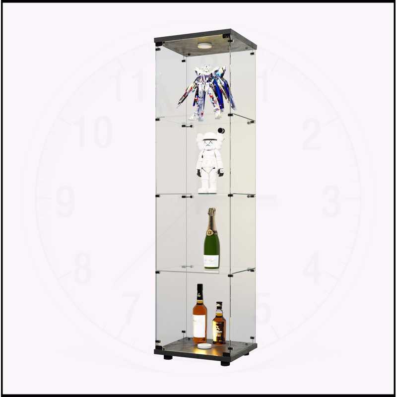 Vitrine en verre polyvalente avec plusieurs tablettes et caractéristiques de protection, Blanc