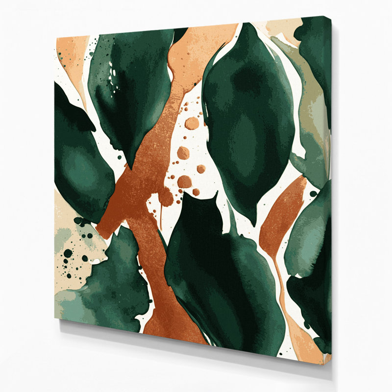 Abstrait aquarelle 100, art mural sur toile verte, H 32 po x l 32 po