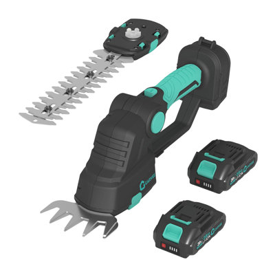 2-in-1 Hedge Trimmer Cordless, Handheld Electric Hedge Trimmer, Grass Shears and Hedges Trimmers, Up to 120 Minutes of Use, with 2Pcs 20V 2.0Ah Battery and Charger, for Lawns, Gardens and Yards