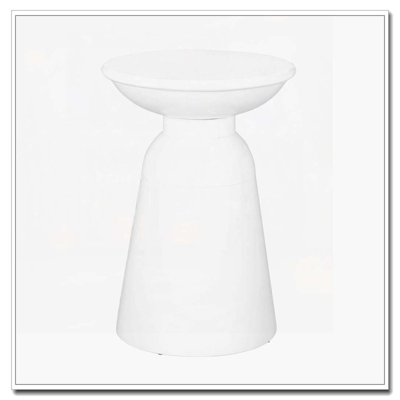 Table de bout d'extérieur en métal, Blanc